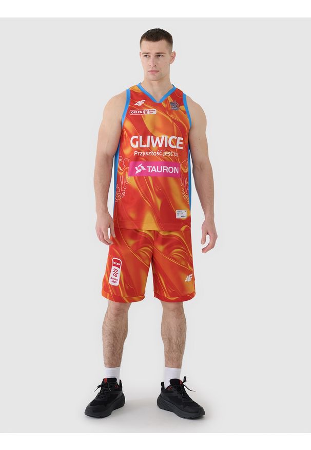 4f - 4F Koszulka meczowa replika domowa z sezonu 2024/25 męska 4F x PLK - GTK Gliwice - multikolor 3XL. Typ kołnierza: dekolt w serek. Kolor: wielokolorowy. Materiał: dzianina, włókno, materiał, syntetyk. Wzór: nadruk, gładki, ze splotem. Sport: koszykówka, fitness