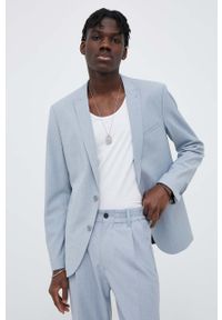 Drykorn marynarka z domieszką wełny Irving_Sk kolor niebieski. Kolor: niebieski. Materiał: wełna. Styl: klasyczny #5