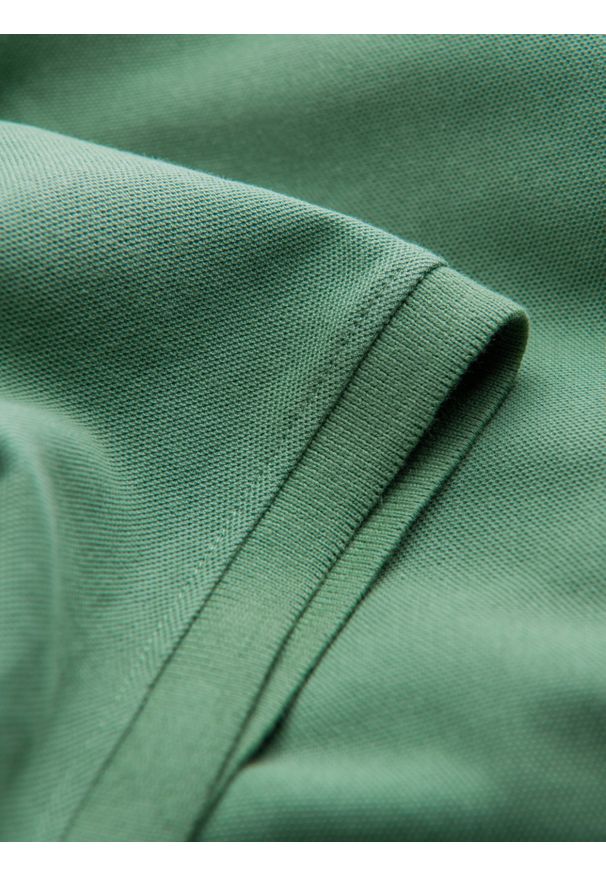 Ombre Clothing - Męska jednokolorowa koszulka polo BASIC z dzianiny pique - zielona V11 OM-POBS-0100 - XXL. Okazja: na co dzień. Typ kołnierza: polo. Kolor: zielony. Materiał: dzianina. Wzór: aplikacja, haft, jednolity. Styl: wizytowy, sportowy, casual