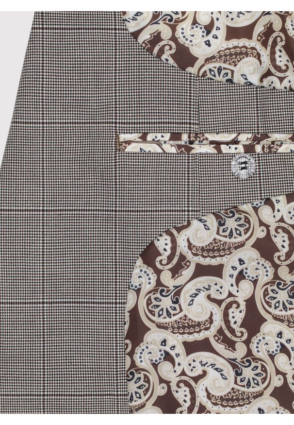 Pako Lorente - PAKO LORENTE – Męska marynarka garniturowa w kratę w brązowych tonach. Kolor: brązowy. Materiał: poliester, elastan, wiskoza. Styl: boho