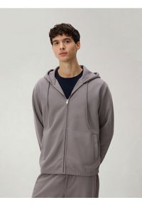 Reserved - Rozpinana bluza z kapturem - brązowy. Kolor: brązowy. Materiał: dzianina, bawełna #1