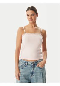 Adidas - adidas Top KC6438 Różowy Slim Fit. Kolor: różowy. Materiał: bawełna #1