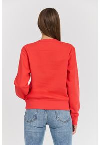 Guess - GUESS Czerwona damska bluza z dużym logo Original Fleece, Rozmiar S. Okazja: na co dzień. Typ kołnierza: bez kaptura. Kolor: czerwony. Materiał: materiał, poliester, bawełna. Styl: casual