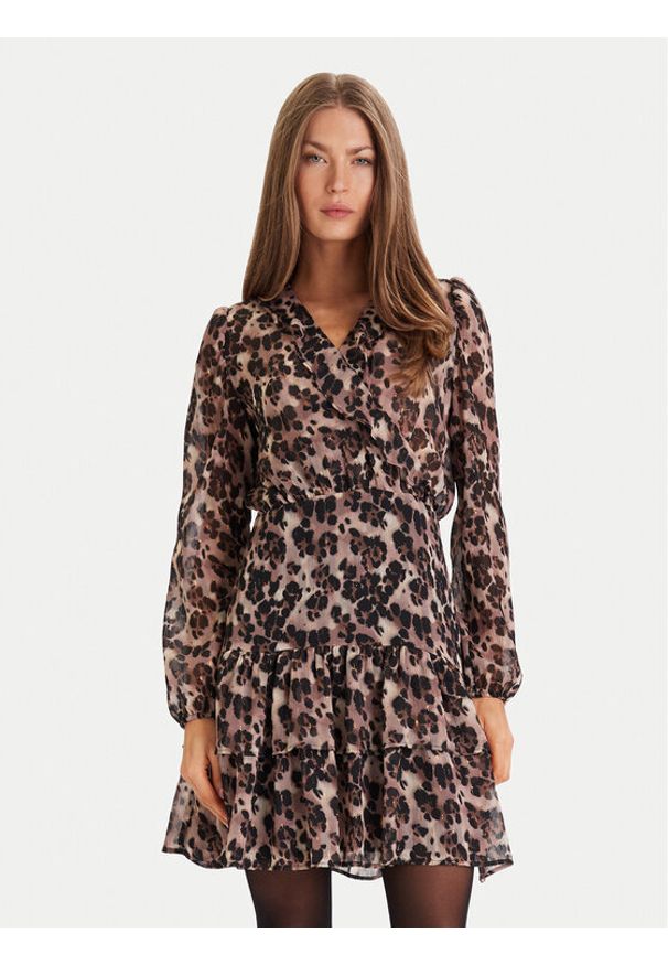 Morgan Sukienka codzienna 252-RLEOL.F Brązowy Regular Fit. Okazja: na co dzień. Kolor: brązowy. Materiał: syntetyk. Typ sukienki: proste. Styl: casual