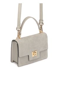 Kazar - Szara torebka z rączką i paskiem. Kolor: szary. Wzór: gładki. Materiał: zamszowe, skórzane. Rozmiar: małe. Styl: casual #2