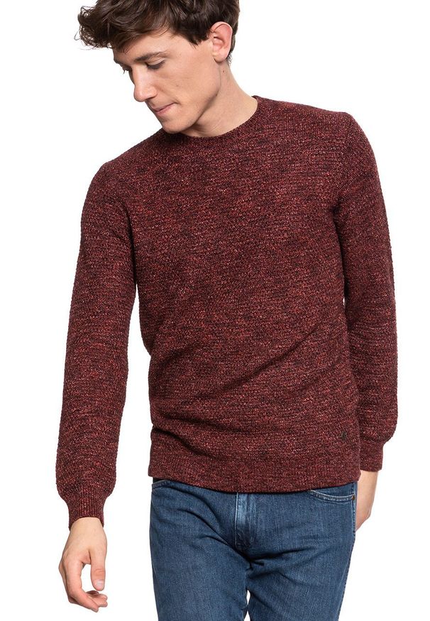 Mustang - MĘSKI SWETER MUSTANG Muline Jumper GARNET 1006554 7146. Wzór: melanż
