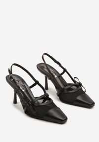 Born2be - Czarne Czółenka na Szpilce z Przezroczystą Cholewką i Odkrytą Piętą Findexis. Zapięcie: sprzączka. Kolor: czarny. Materiał: jeans. Szerokość cholewki: normalna. Obcas: na szpilce. Styl: elegancki #4