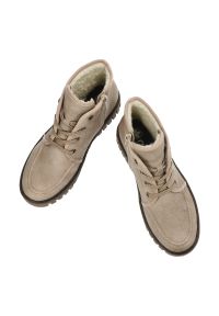 Beżowe Botki Rieker Ocieplane Obuwie Damskie. Okazja: na spacer, na co dzień. Kolor: beżowy. Materiał: skóra ekologiczna. Wzór: kolorowy. Styl: casual, street, klasyczny, elegancki #3