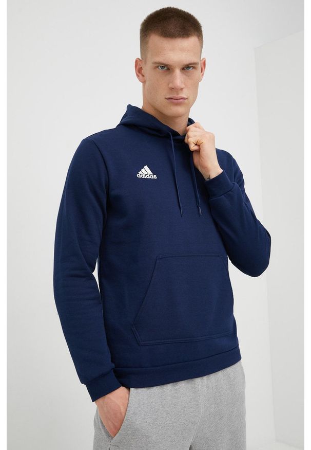 adidas Performance bluza dresowa Entrada 22 męska kolor granatowy z kapturem gładka. Typ kołnierza: kaptur. Kolor: niebieski. Materiał: dresówka. Wzór: gładki