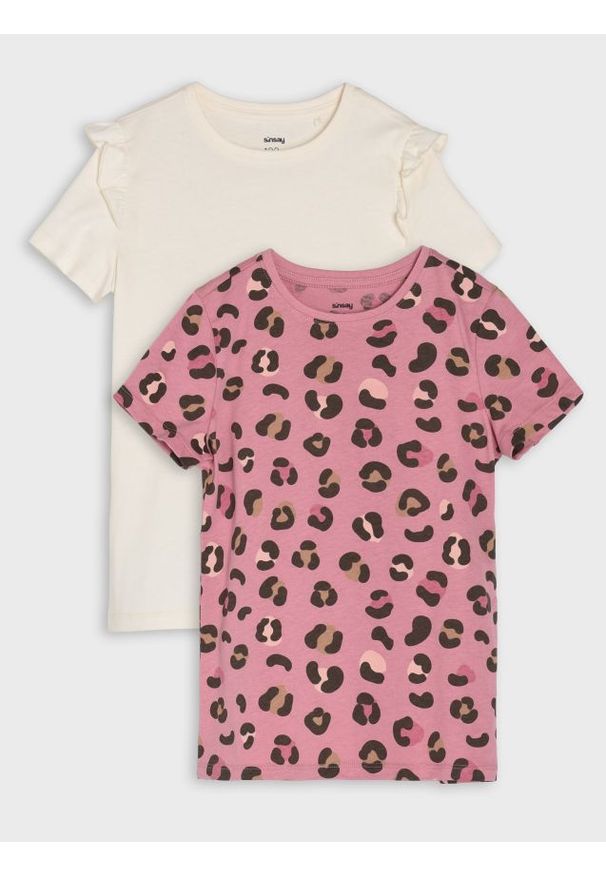 Sinsay - Koszulki 2 pack - różowy. Kolor: różowy. Długość rękawa: krótki rękaw. Długość: krótkie