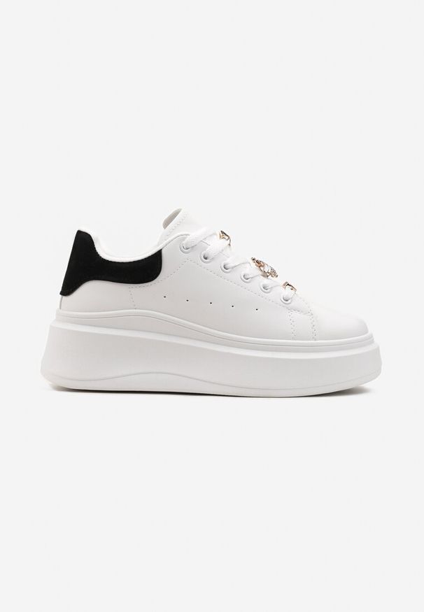 Born2be - Biało-Czarne Sneakersy na Platformie Ariadi. Okazja: na co dzień. Kolor: biały. Obcas: na platformie