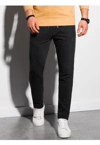 Ombre Clothing - Spodnie męskie dresowe P946 - czarne - XXL. Kolor: czarny. Materiał: dresówka
