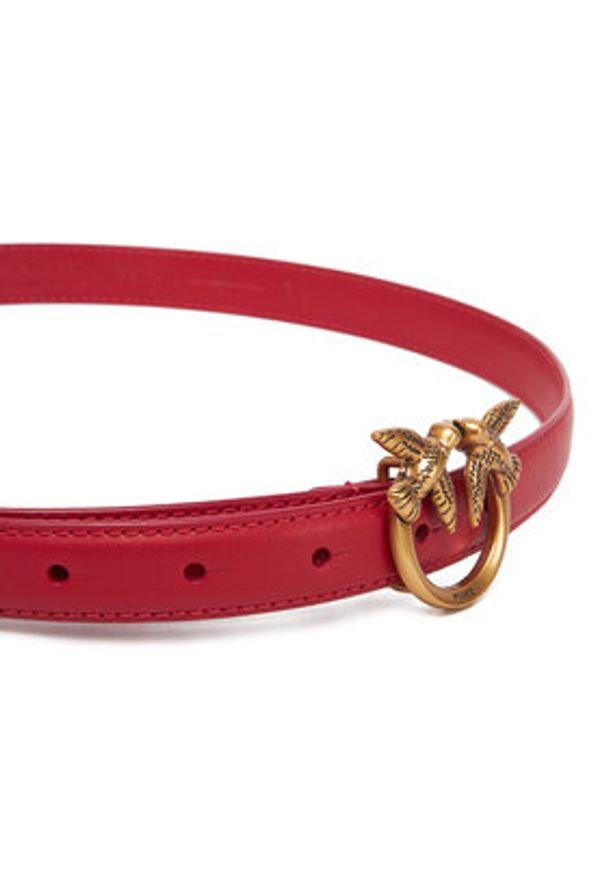 Pinko - PINKO Pasek Damski Love Berry H2 Belt PE 25 PLT01 100143 A0F1 Czerwony. Kolor: czerwony. Materiał: skóra