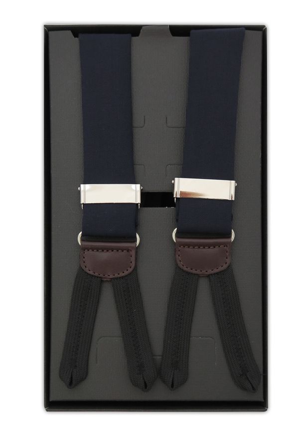 Modini - Granatowe materiałowe szelki na guziki L3. Kolor: niebieski. Materiał: materiał