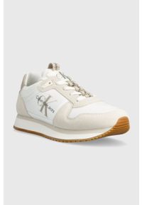 Calvin Klein Jeans sneakersy YW0YW00840 RUNNER SOCK LACEUP NY-LTH W kolor biały. Nosek buta: okrągły. Zapięcie: sznurówki. Kolor: biały. Materiał: guma #5