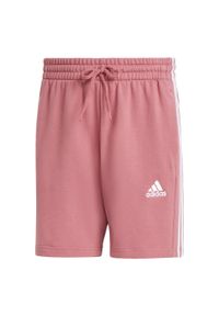 Adidas - Essentials French Terry 3-Stripes Shorts. Kolor: czerwony, różowy, wielokolorowy. Sport: fitness