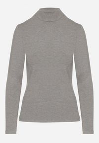 Born2be - Szara Bluzka Golf Typu Longsleeve Altera. Okazja: na co dzień, do pracy. Typ kołnierza: golf. Kolor: szary. Materiał: jeans. Długość rękawa: długi rękaw. Styl: casual, elegancki #5