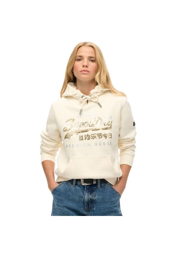 Bluza turystyczna damska Superdry Embellished. Kolor: beżowy. Materiał: poliester, bawełna