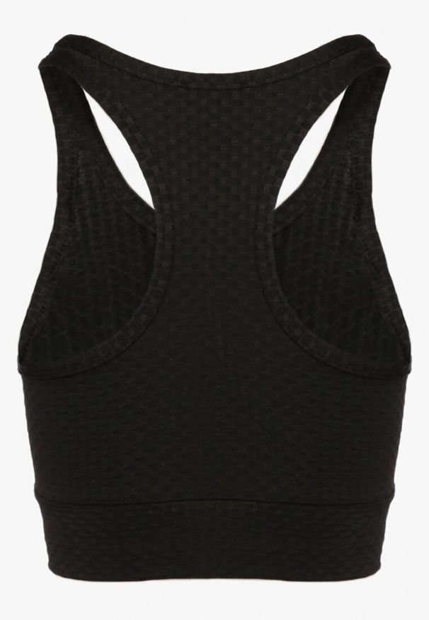 Born2be - Czarny Biustonosz Top Sportowy z Elastycznego Materiału Revettia. Okazja: na co dzień. Kolor: czarny. Materiał: materiał. Styl: sportowy