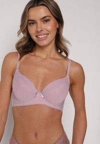 Born2be - Fioletowy Klasyczny Biustonosz o Gładkim Wykończeniu Lamisa. Kolor: fioletowy. Wzór: gładki #1