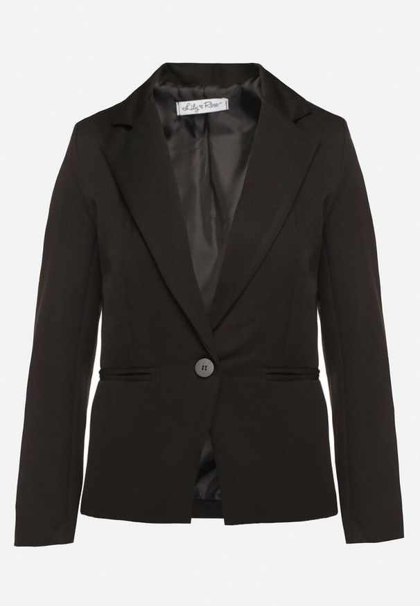 Born2be - Czarna Jednorzędowa Marynarka z Wiskozą i Usztywnionymi Ramionami Lobista. Okazja: na spotkanie biznesowe. Kolor: czarny. Materiał: wiskoza. Styl: klasyczny, biznesowy