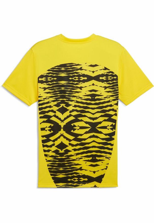 Puma - Męska koszulka przedmeczowa z krótkim rękawem Borussia Dortmund PUMA. Kolor: żółty, wielokolorowy, czarny. Długość rękawa: krótki rękaw. Długość: krótkie