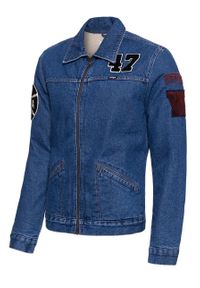 Wrangler - KURTKA ZIMOWA WRANGLER HAWKINS JACKET MID STONE W4580512L. Kolor: niebieski. Materiał: jeans. Wzór: aplikacja. Sezon: zima #4