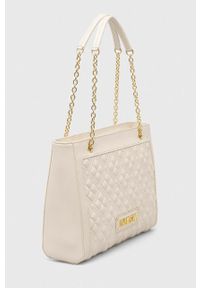 Love Moschino torebka kolor beżowy. Kolor: beżowy. Materiał: pikowane. Rodzaj torebki: na ramię #3