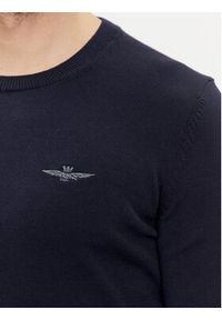 Aeronautica Militare Sweter 241MA1488L506 Granatowy Slim Fit. Kolor: niebieski. Materiał: bawełna