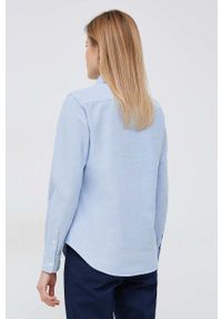 Polo Ralph Lauren koszula bawełniana damska kolor niebieski regular z kołnierzykiem klasycznym. Typ kołnierza: kołnierzyk klasyczny, polo. Kolor: niebieski. Materiał: bawełna. Wzór: aplikacja. Styl: klasyczny #4
