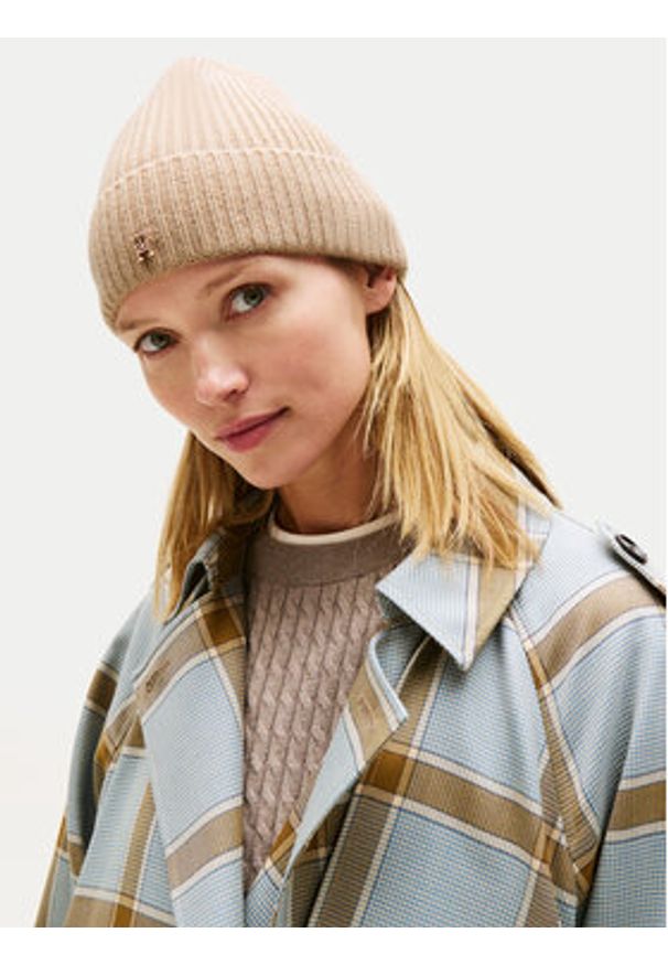 TOMMY HILFIGER - Tommy Hilfiger Czapka Th Cashmere AW0AW17772 Beżowy. Kolor: beżowy. Materiał: kaszmir