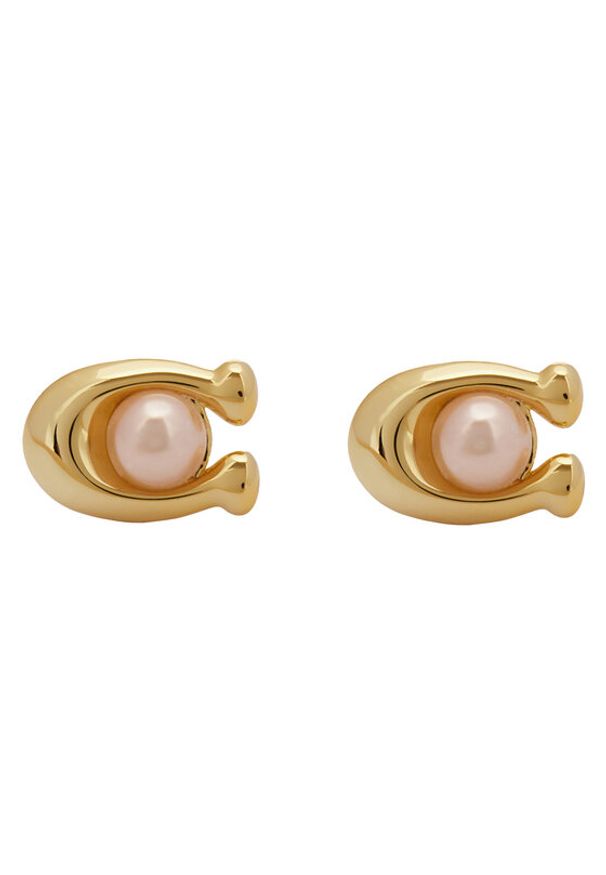 Coach Kolczyki Pearl Signature C Stud Earrings 37341922GLD651 Złoty. Materiał: metalowe. Kolor: złoty