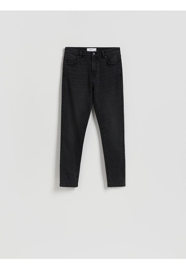 Reserved - Jeans slim fit mid rise - czarny. Kolor: czarny