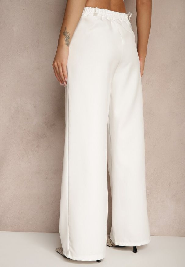 Renee - Białe Spodnie Garniturowe High Waist Viviorea. Okazja: na spotkanie biznesowe. Stan: podwyższony. Kolor: biały. Styl: klasyczny, biznesowy