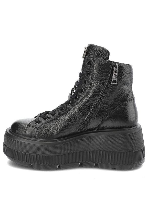 Czarne Sneakersy Carinii Damskie Buty Na Platformie. Kolor: czarny. Materiał: jeans, skóra. Obcas: na platformie. Styl: elegancki. Wysokość obcasa: średni