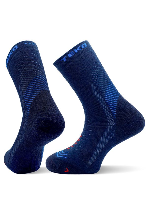 TEKO - Skarpety sportowe z wełny Merino Teko ecoHIKE Medium Full Cushion Hiking 3.0. Kolor: szary, niebieski, wielokolorowy. Materiał: wełna. Sport: turystyka piesza