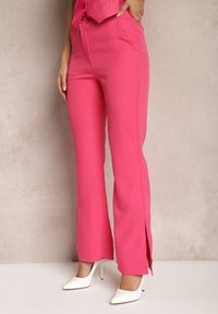 Renee - Fuksjowe Spodnie Dzwony Evissa. Kolor: różowy. Materiał: koronka. Długość: krótkie. Wzór: jednolity. Styl: elegancki #4