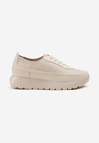 Born2be - Beżowe Półbuty Sneakersy Potocki na Grubej Podeszwie z Elastycznymi Sznurówkami Tulemarie. Okazja: na co dzień. Zapięcie: sznurówki. Kolor: beżowy. Materiał: jeans. Styl: casual, elegancki #3