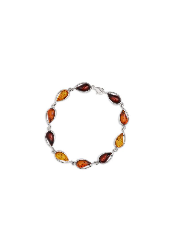 W.KRUK - Bransoletka srebrna. Materiał: srebrne. Kolor: srebrny. Wzór: aplikacja. Kamień szlachetny: bursztyn