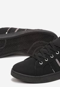 Born2be - Czarne Sneakersy z Wstawkami Galsoni. Okazja: na co dzień. Kolor: czarny. Materiał: jeans. Sport: fitness #3