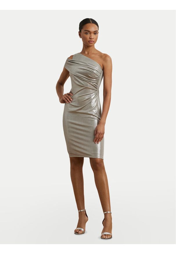Lauren Ralph Lauren - LAUREN RALPH LAUREN Sukienka koktajlowa 253970802001 Srebrny Slim Fit. Kolor: srebrny. Materiał: syntetyk. Styl: wizytowy