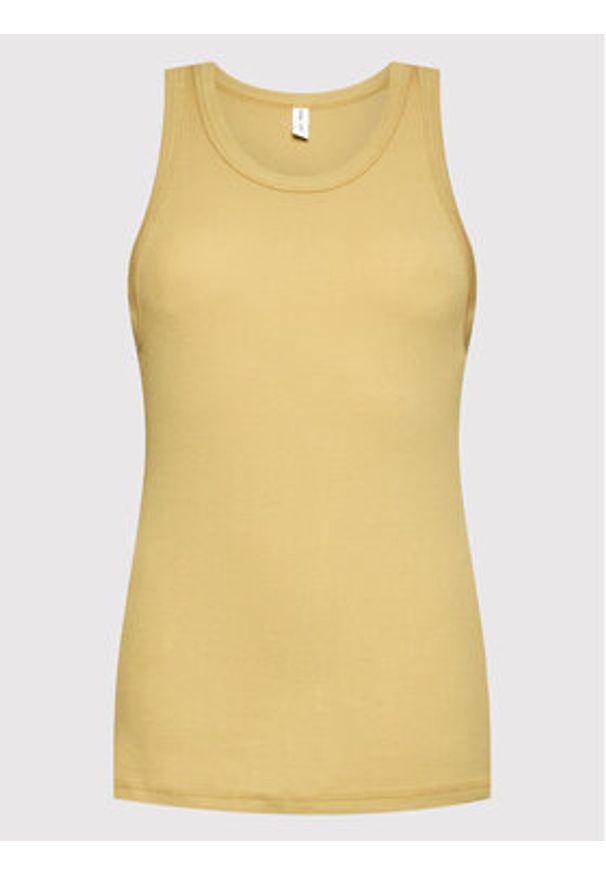 Samsoe & Samsoe - Samsøe Samsøe Top Alexo F00001111 Brązowy Slim Fit. Kolor: brązowy. Materiał: bawełna