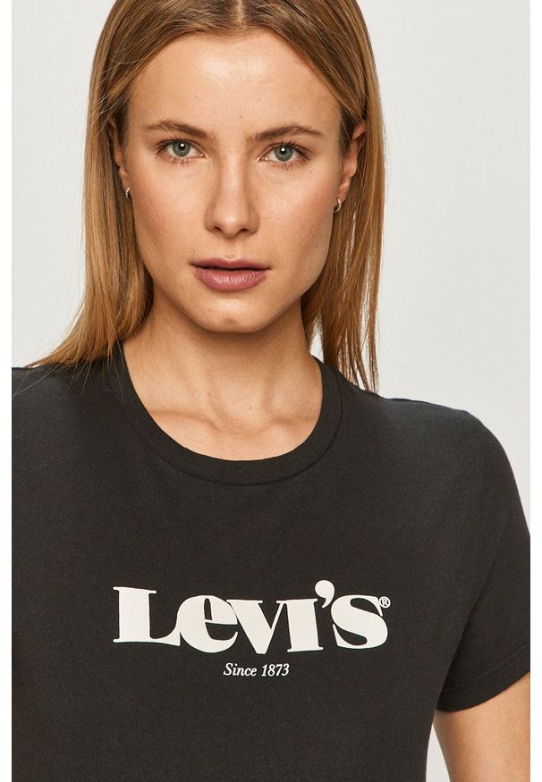 Levi's® - Levi's - T-shirt. Okazja: na co dzień, na spotkanie biznesowe. Kolor: czarny. Materiał: dzianina. Wzór: nadruk. Styl: biznesowy, casual