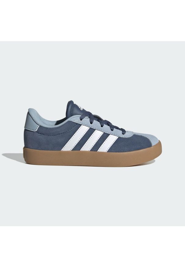 Adidas - Buty VL Court 3.0 Kids. Kolor: biały, wielokolorowy, niebieski. Materiał: zamsz, materiał