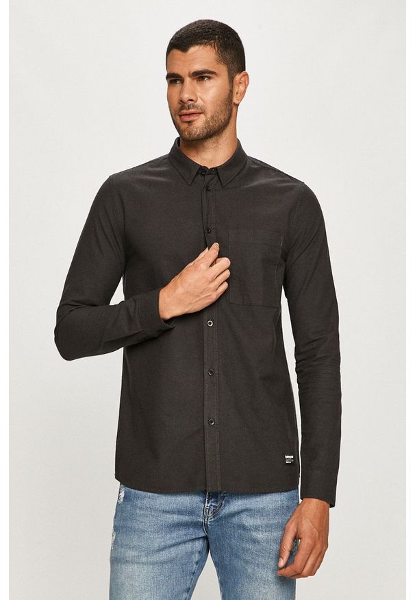 Dr. Denim - Koszula bawełniana. Okazja: na co dzień. Typ kołnierza: button down. Kolor: szary. Materiał: bawełna, denim. Styl: casual