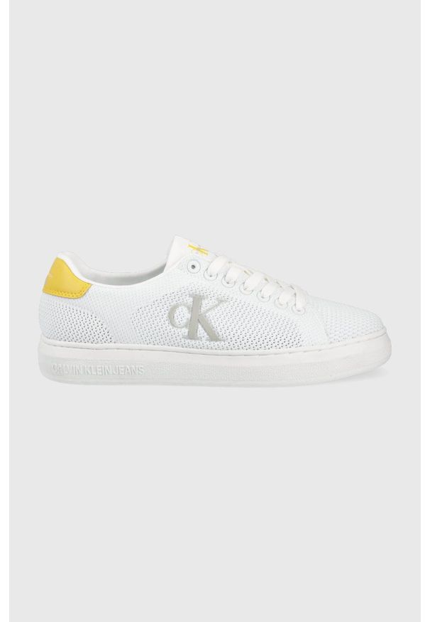 Calvin Klein Jeans tenisówki YM0YM00327.0K7 męskie kolor biały. Nosek buta: okrągły. Zapięcie: sznurówki. Kolor: biały. Materiał: guma
