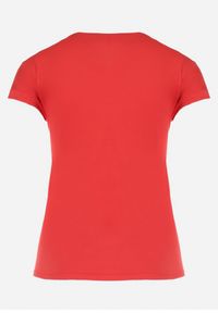 Born2be - Czerwony T-shirt Bawełniany z Nadrukiem Iondia. Okazja: na co dzień. Kolor: czerwony. Materiał: bawełna. Wzór: nadruk. Styl: casual #3