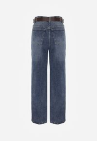 Renee - Niebieskie Jeansy Wide Leg High Waist z Bawełną i Dodatkiem Wiskozy Phrixanise. Stan: podwyższony. Kolekcja: plus size. Kolor: niebieski #3