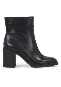 Calvin Klein Jeans Botki Mid Block Heel Boot Lth Wn YW0YW01259 Czarny. Kolor: czarny. Materiał: skóra