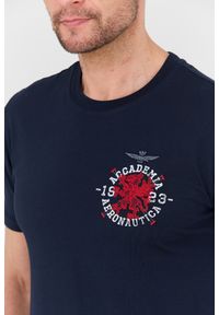 Aeronautica Militare - AERONAUTICA MILITARE Granatowy bawełniany męski t-shirt M.C., Rozmiar XXL. Kolor: niebieski. Materiał: bawełna #3